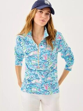 Lilly Pulitzer Skipper Popover in the Bali Blue Lilly Loves Cape Cod Print